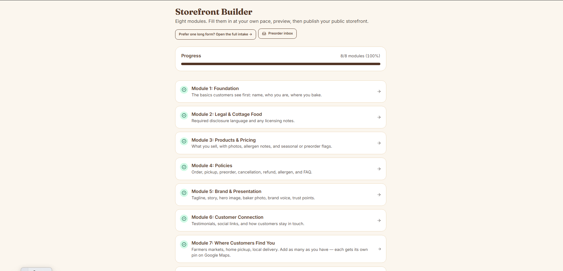 Storefront admin