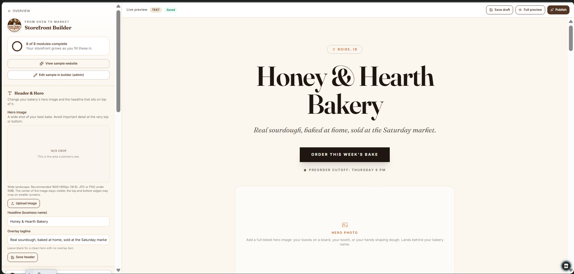Storefront builder